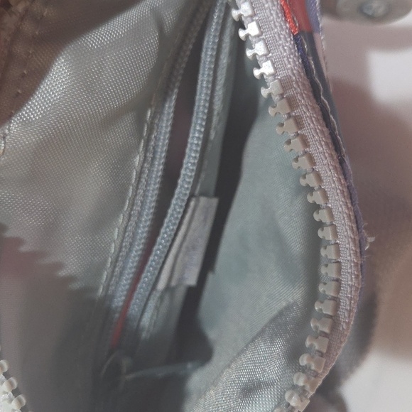 Kipling Rainbow Color Checkerboard 3 Zipper Pouch Nylon Crossbody Shoulder Bag . - Picture 8 of 10